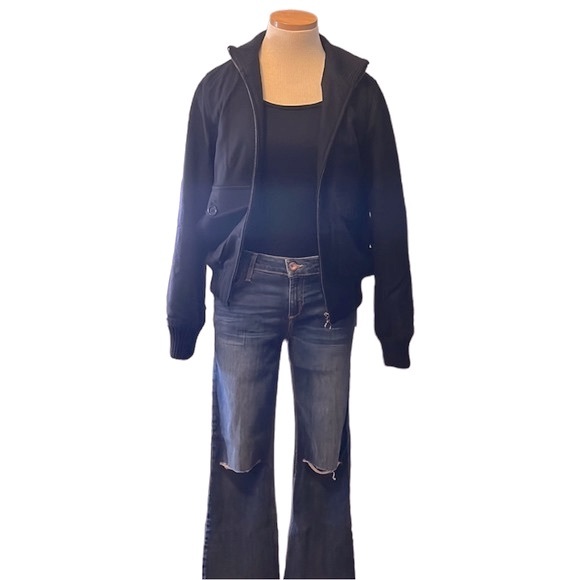 Theory Zip Up Knitted Wool Sweater Jacket, Black, Small - Picture 8 of 16